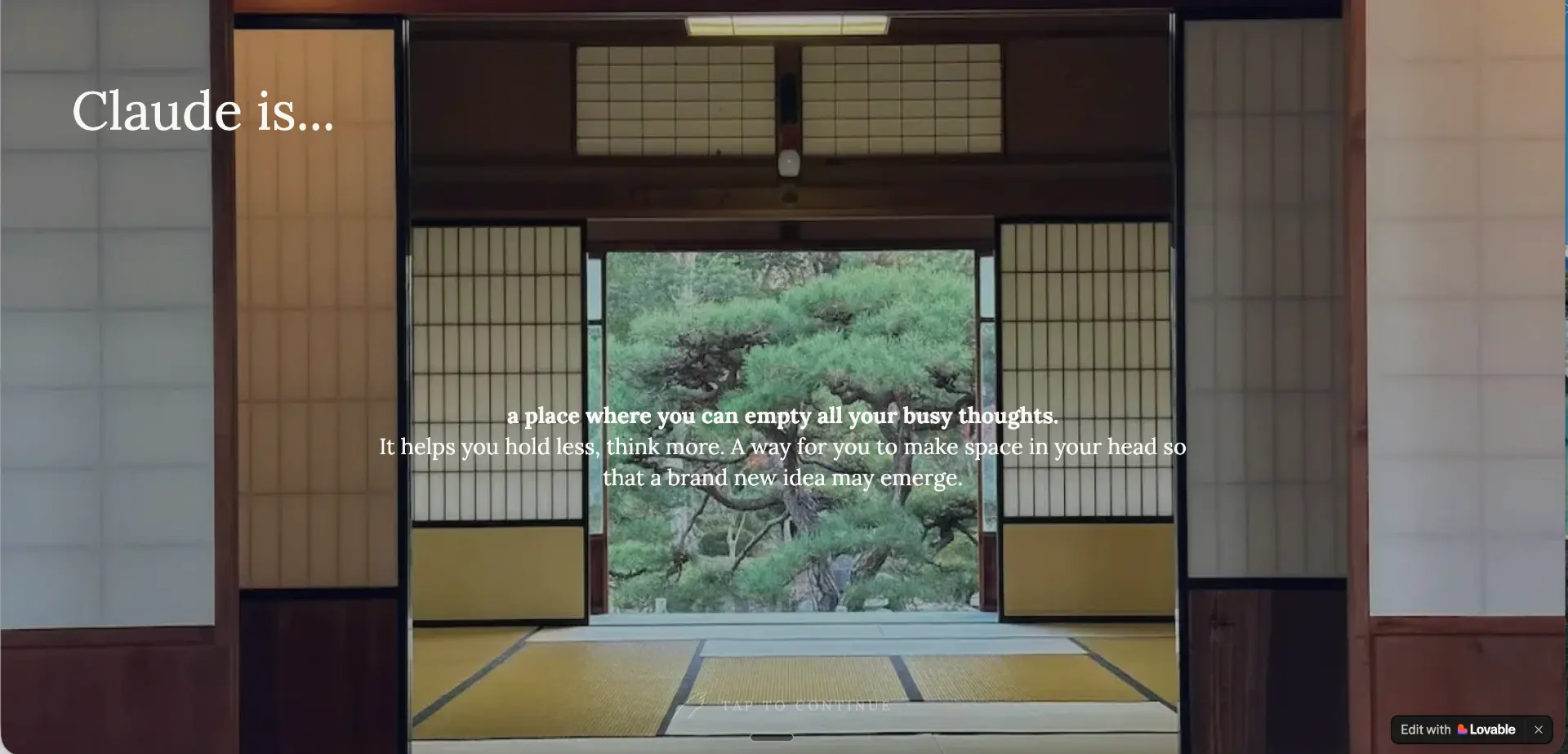 Open shoji doors framing a pine tree in a Japanese room
