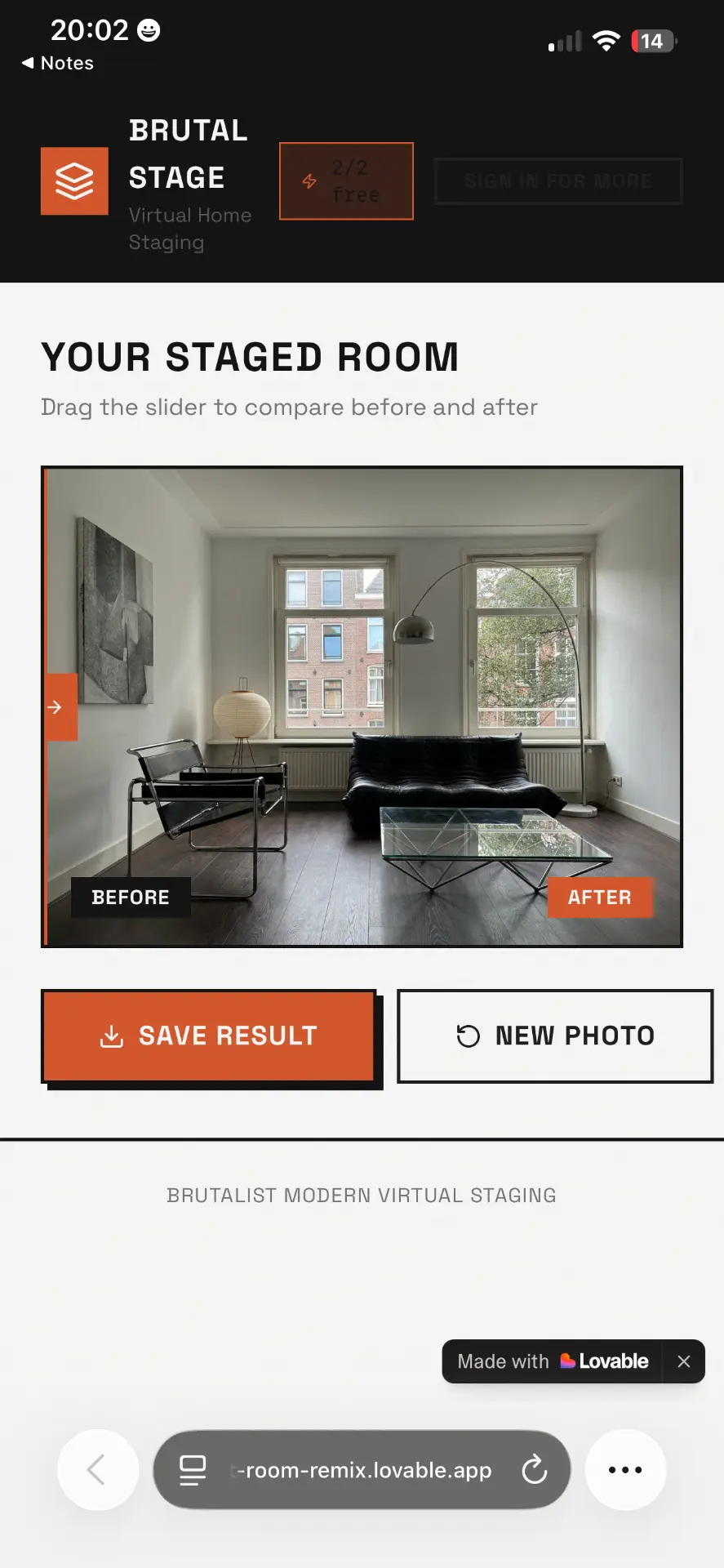 Fully staged living room result